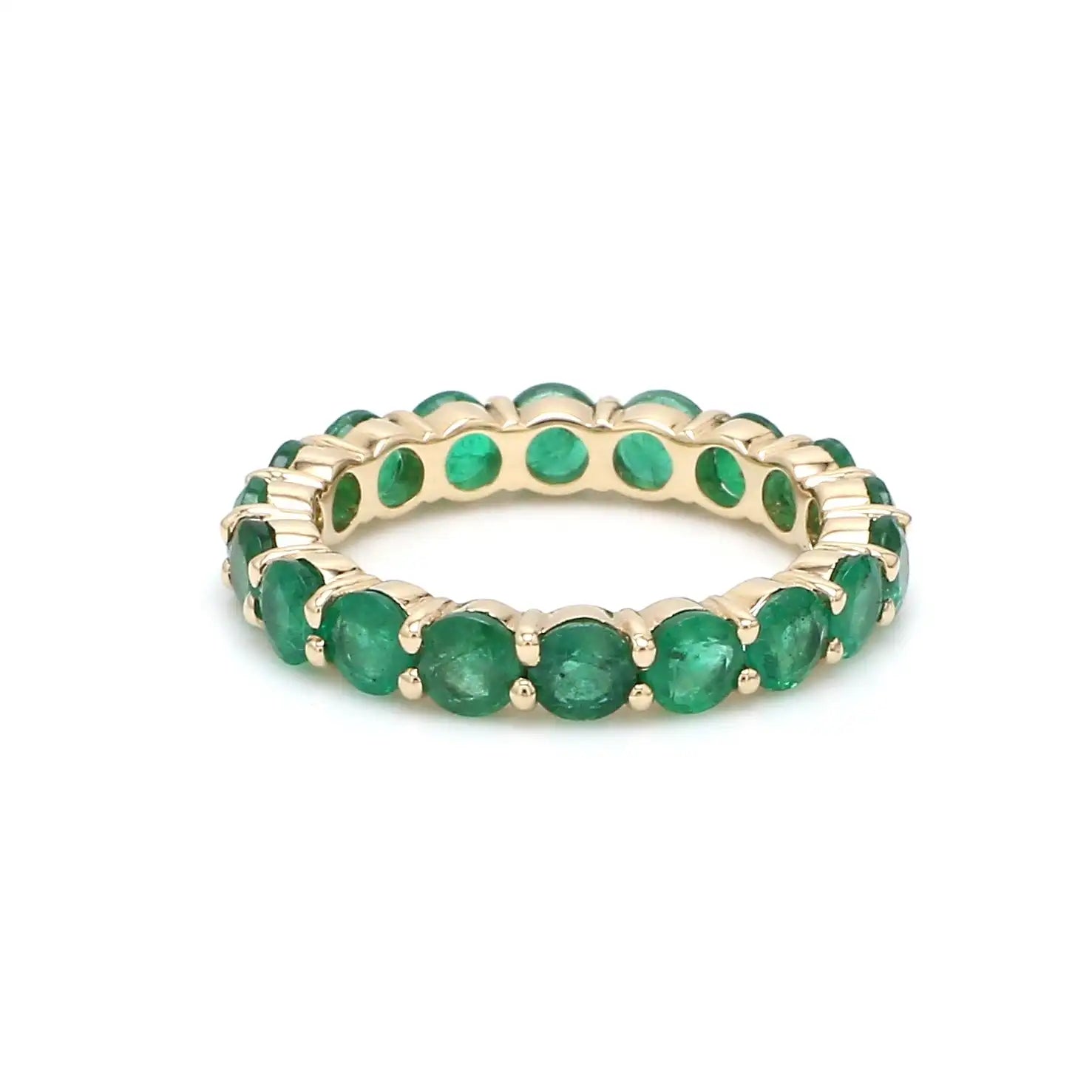 Trending Products 14k Solid Gold Full Eternity Band Ring 2.5mm Round Cut Genuine Emerald Stackable Band Ring at Wholesale Price TAVEN System LLC