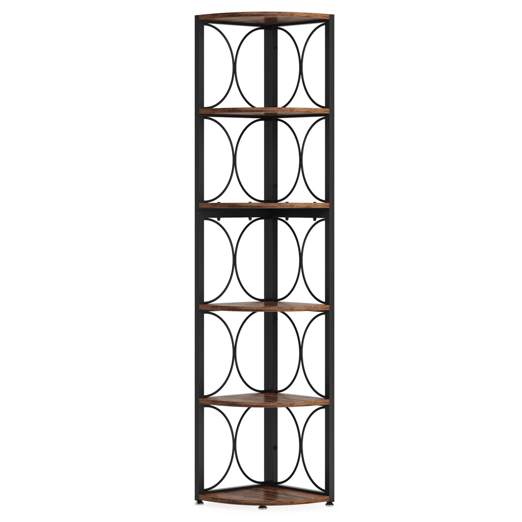 Tribesigns 67 Inch 6 Tier Corner Bookshelf Storage Rack Rustic TAVEN System LLC