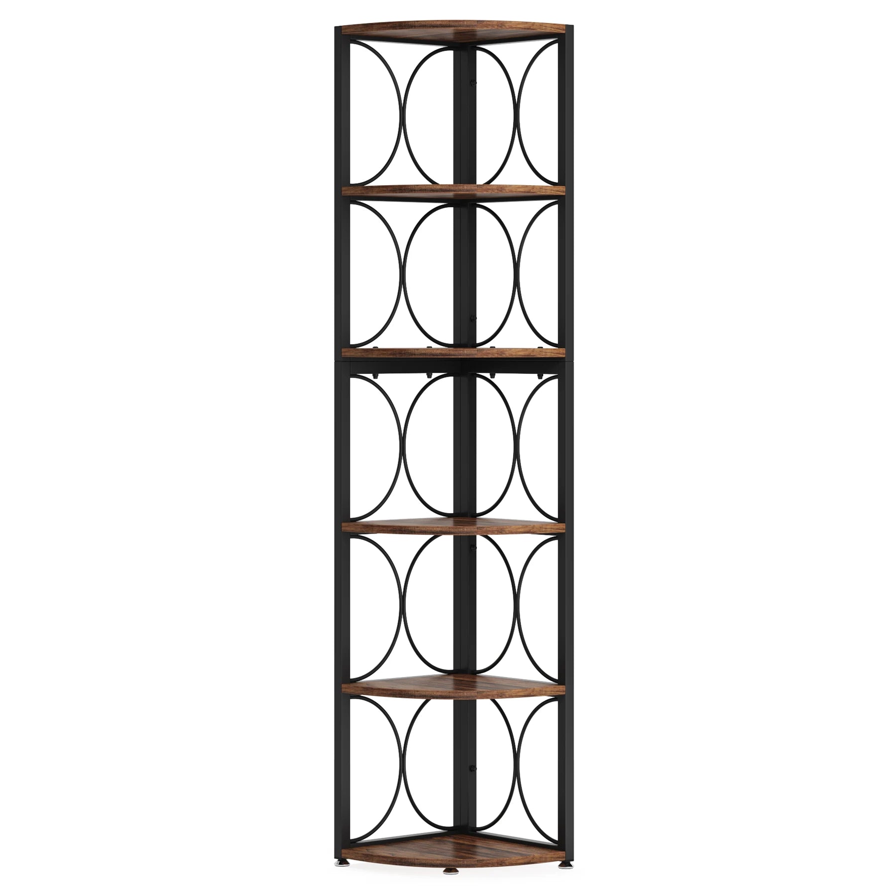 Tribesigns 67 Inch 6 Tier Corner Bookshelf Storage Rack Rustic TAVEN System LLC