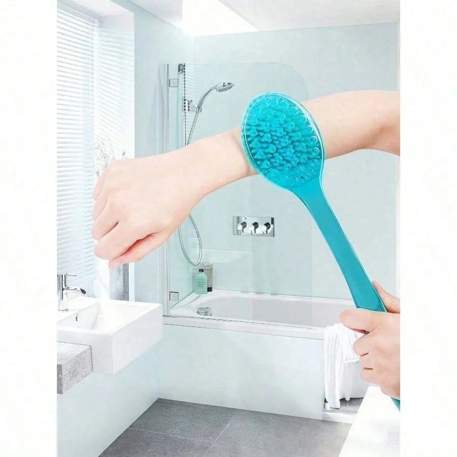 1 exfoliating bath brush with extended handle, specially designed for scrubbing the back, bath back scrubber, soft bristles, non-slip handle TAVEN System LLC