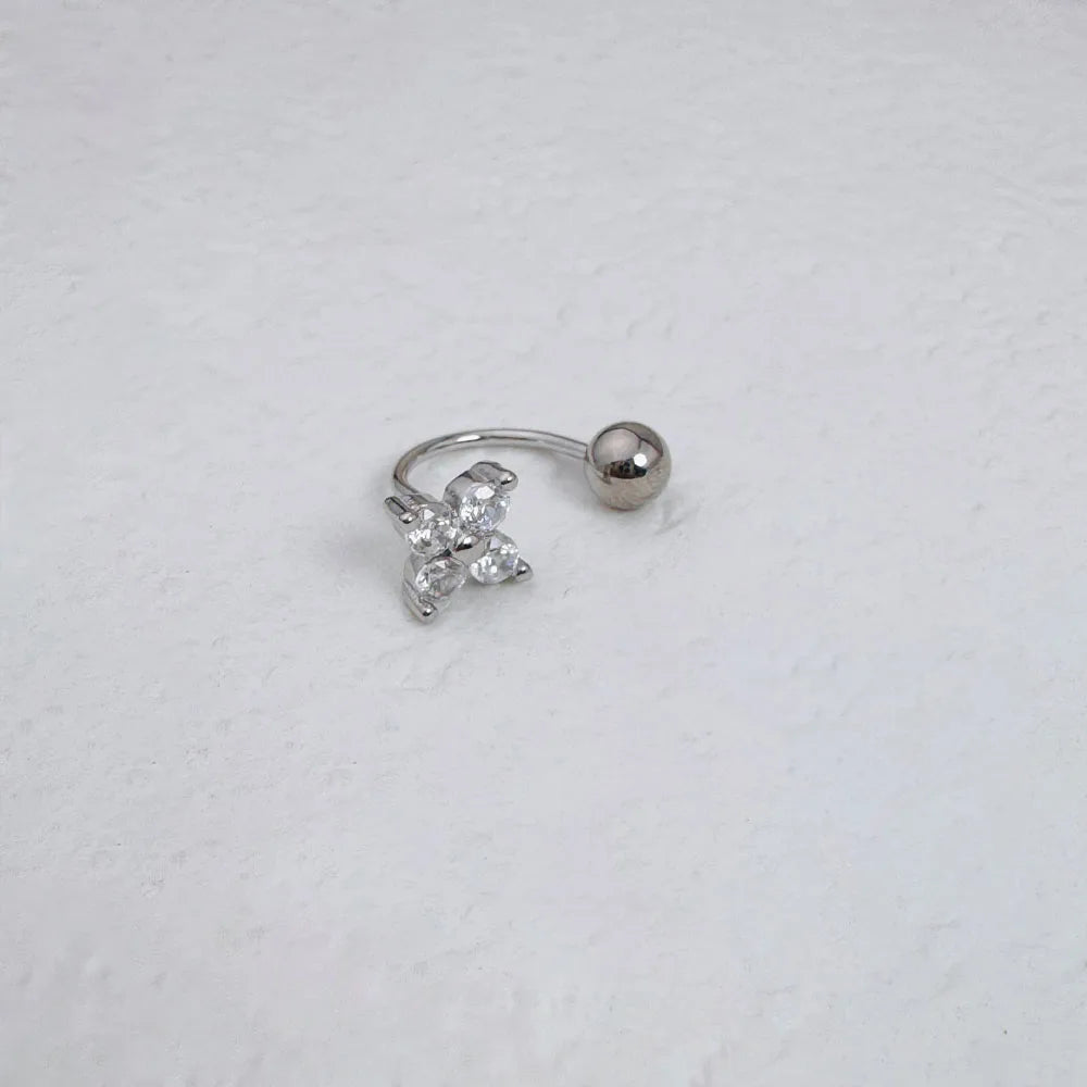 1Pc Zircon Flower-Shaped Nose Ring,14K Gold Plated Stainless Steel Piercing Jewelry for Women Daily Wear Body Piercing Accessory TAVEN System LLC