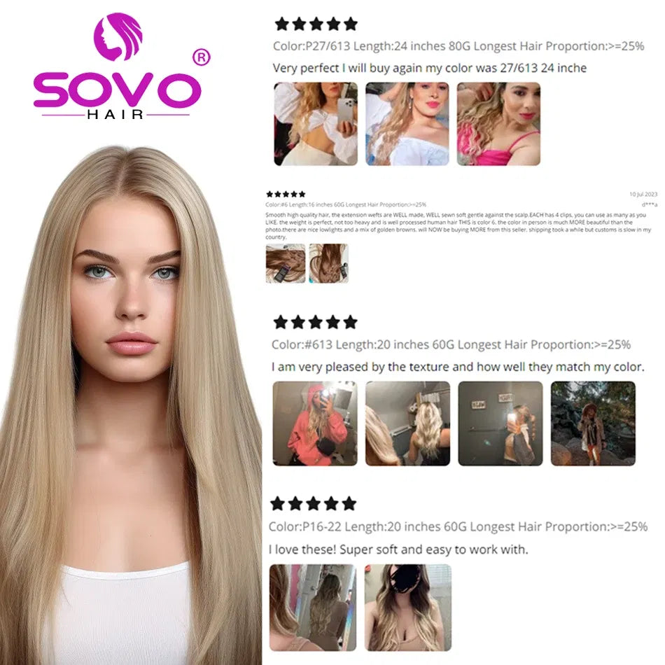 Color: #8, Length: 10inches - SOVO Clip In Hair Extensions Human Hair 3 Pieces Bone Straight Clip Ins Hair Extension 60-90G Real Natural European Hair 12-26" Taven