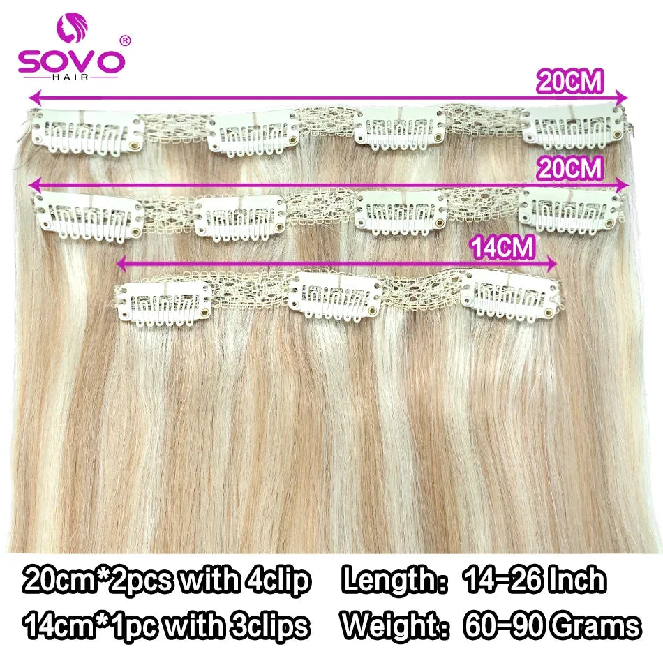 Color: #8, Length: 12 inches - SOVO Clip In Hair Extensions Human Hair 3 Pieces Bone Straight Clip Ins Hair Extension 60-90G Real Natural European Hair 12-26" Taven