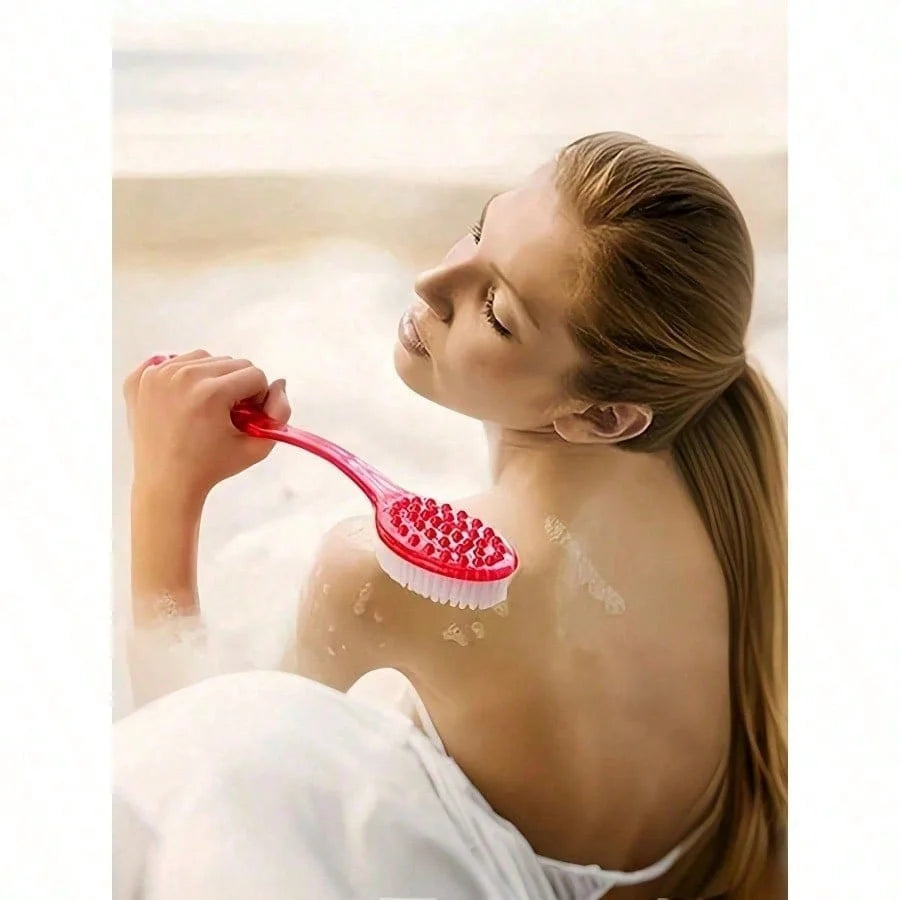1 exfoliating bath brush with extended handle, specially designed for scrubbing the back, bath back scrubber, soft bristles, non-slip handle TAVEN System LLC