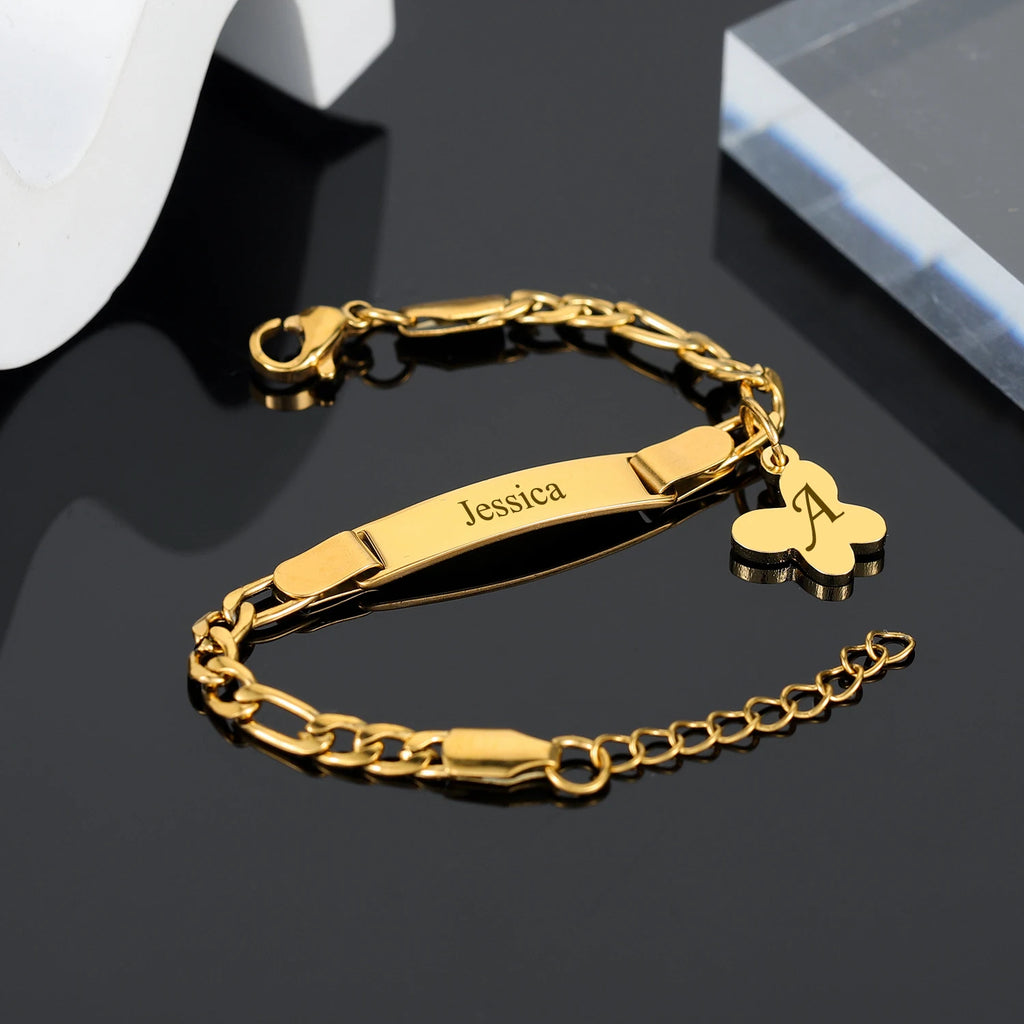 Custom Bracelet With Gold Plated Baby Personalized ID Engrave Name Bracelets For Women Medical Id Birthday Gift Jewelry Adjustab TAVEN System LLC