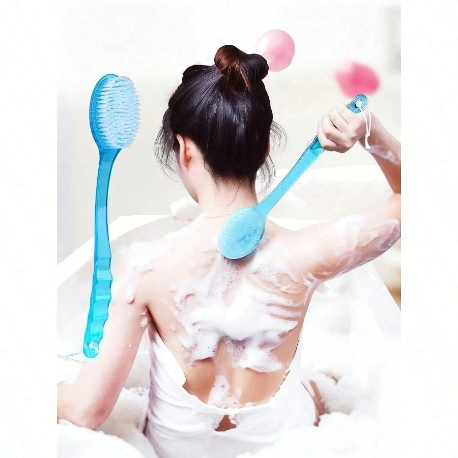 1 exfoliating bath brush with extended handle, specially designed for scrubbing the back, bath back scrubber, soft bristles, non-slip handle TAVEN System LLC