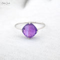Trending Products Natural 8mm Prong Set Amethyst Gemstone Ring with 14k White Gold Solitaire Ring Ready to Ship Size US-6.5 TAVEN System LLC