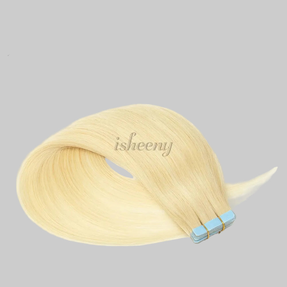 Blonde Invisible Tape In Human Hair Extensions Straight TAVEN System LLC