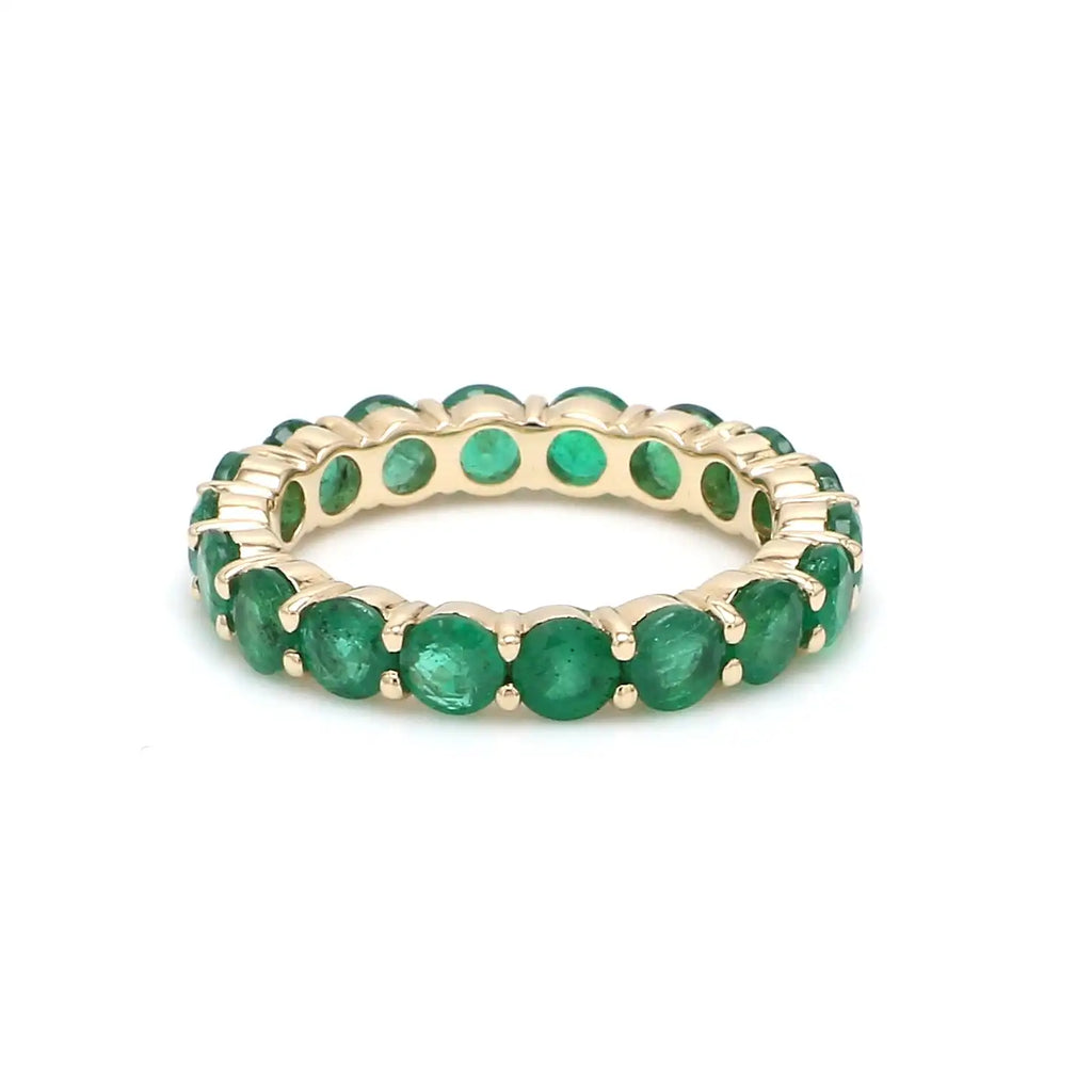 Trending Products 14k Solid Gold Full Eternity Band Ring 2.5mm Round Cut Genuine Emerald Stackable Band Ring at Wholesale Price TAVEN System LLC