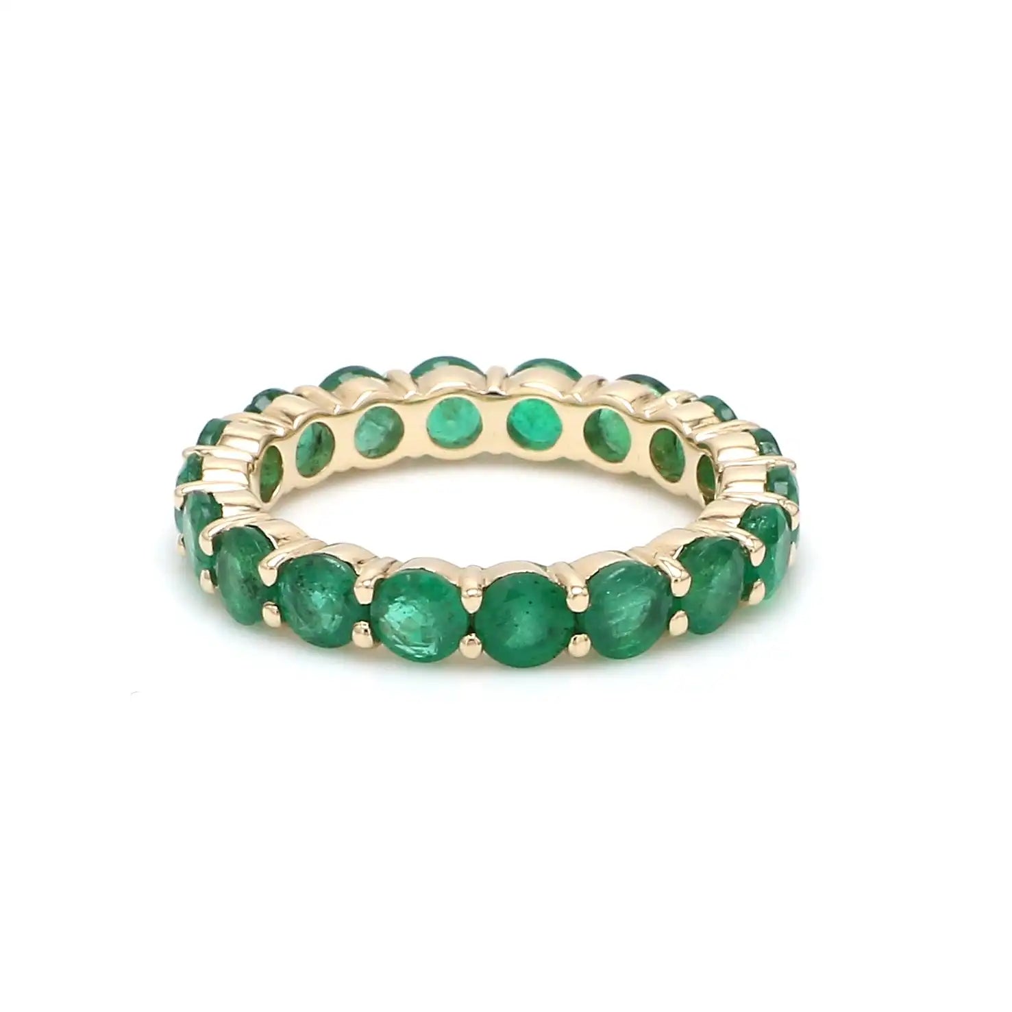 Trending Products 14k Solid Gold Full Eternity Band Ring 2.5mm Round Cut Genuine Emerald Stackable Band Ring at Wholesale Price TAVEN System LLC