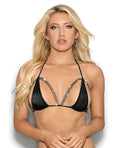 Rhinestone Semi Open Tri Bra Black O/S Escante