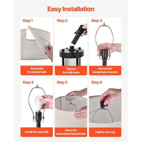 Table Lamps Set of 2, Dimmable Farmhouse Bedside Nightstand Lamps, Vintage Lamp with LED Bulb and Linen Shades, Bedside Lamp with USB C+A Ports & AC Outlet, for Living Room, Bedroom & Office VEVOR