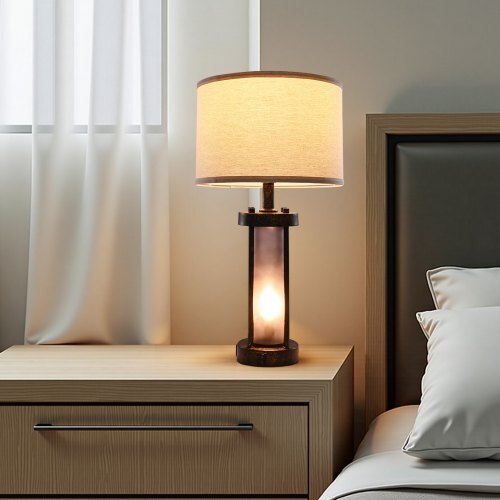 Table Lamps Set of 2, Dimmable Farmhouse Bedside Nightstand Lamps, Vintage Lamp with LED Bulb and Linen Shades, Bedside Lamp with USB C+A Ports & AC Outlet, for Living Room, Bedroom & Office VEVOR