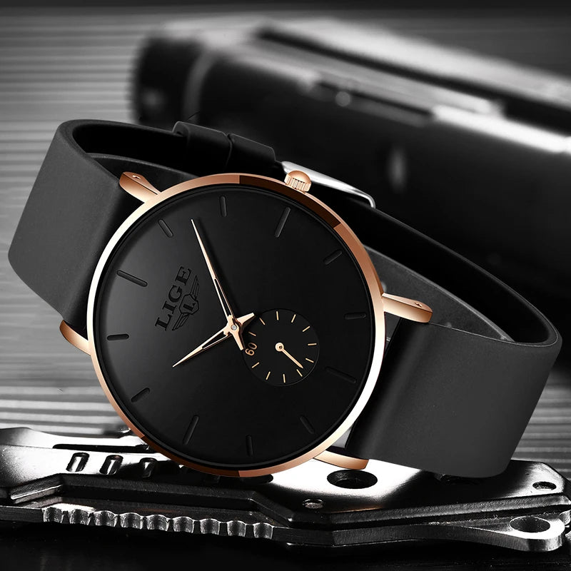 LIGE New Fashion Mens Watches Top Brand Luxury Sport Waterproof Simple Ultra-Thin Watches Men Quartz Clock Relogio Masculino+Box - TAVEN System LLC