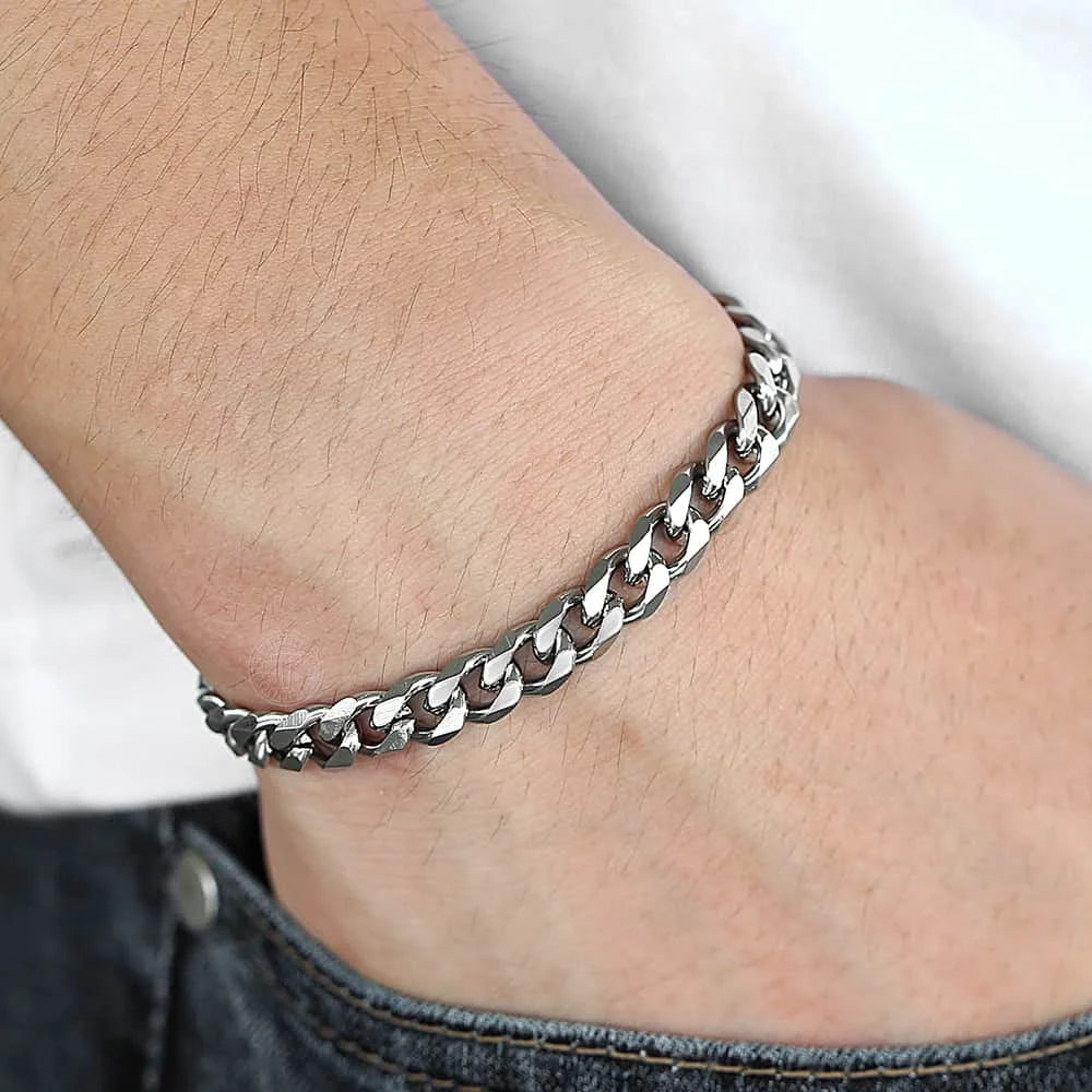 3-11mm Men's Bracelets Stainless Steel Curb Cuban Link Chain Black Gold Color Silver Color Bracelet For Women Jewelry KBM03 TAVEN System LLC