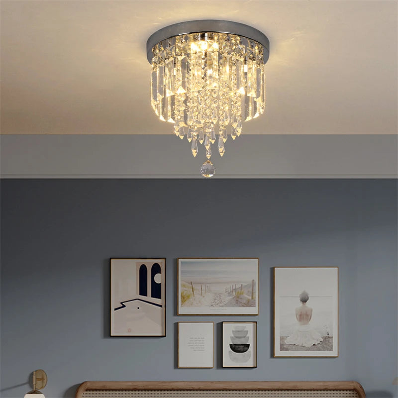 Square Crystal Led Ceiling Lamp Modern Chandelier Indoor Lighting Aisle Corridor Surface Mounted Fixture Home Hotel Loby Decor TAVEN System LLC
