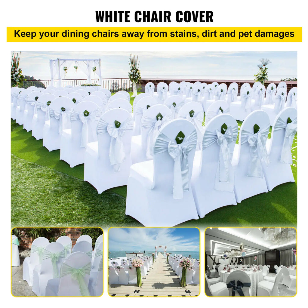 SucceBuy12/30/50/100Pcs Wedding Chair Cover Spandex Stretch Slipcover for Restaurant Banquet Hotel Dining Party White Cover TAVEN System LLC