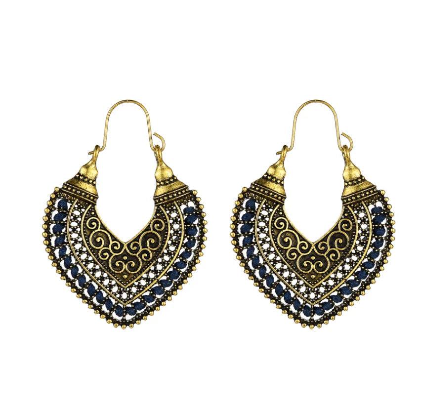 New Trending Products 2023 Cross Border Earrings  Clan Style Earrings Jewelry Heart Retro Bohemian Hollow Carved Earrings TAVEN System LLC