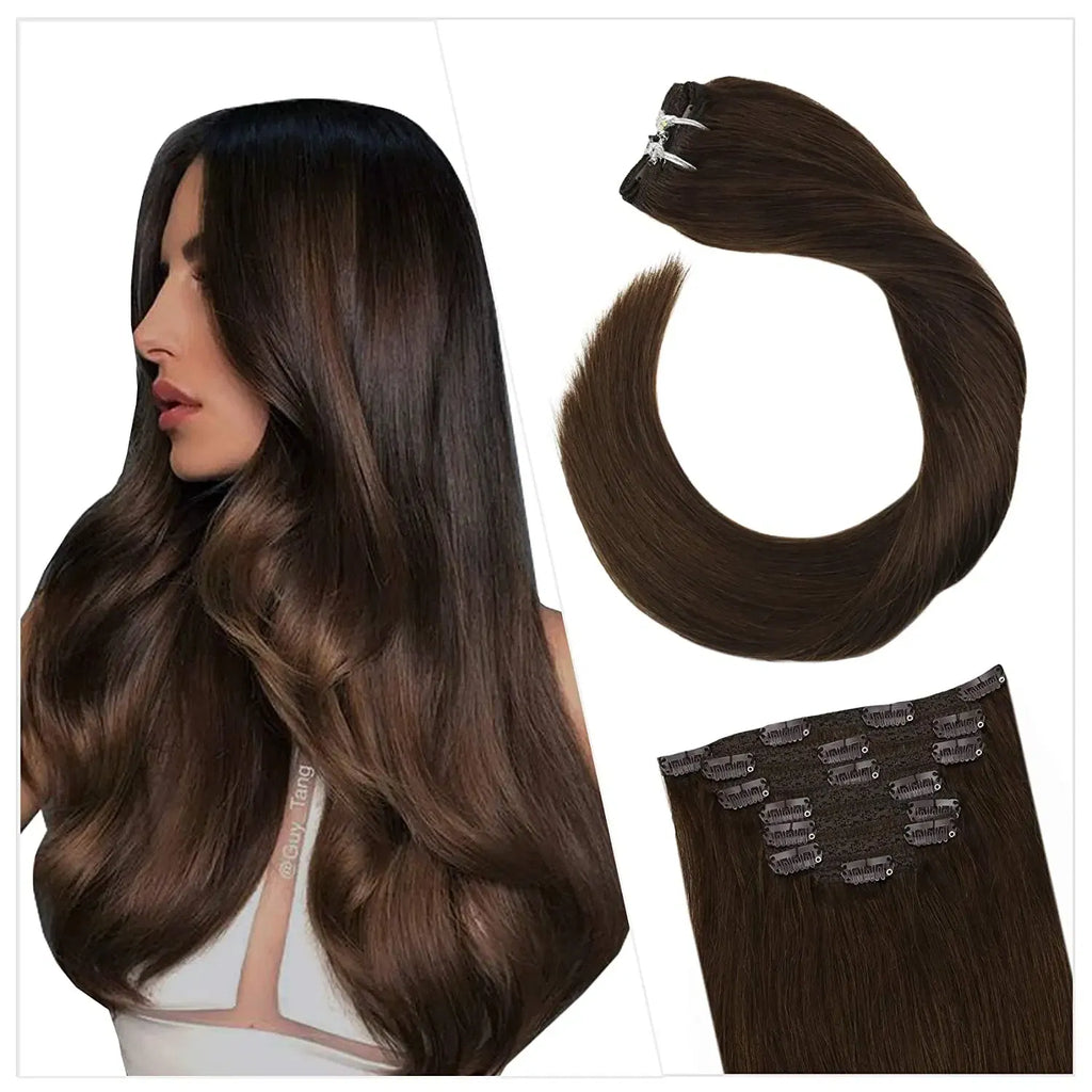 Color: Red, Length: 18 inches, Weight Per Package: 120g/Set - [16 Colors] Ugeat Clip in Hair Extensions Human Hair 14-22" Double Weft Remy Hair Full Head Clip in Extensions for Woman 7Pcs Taven