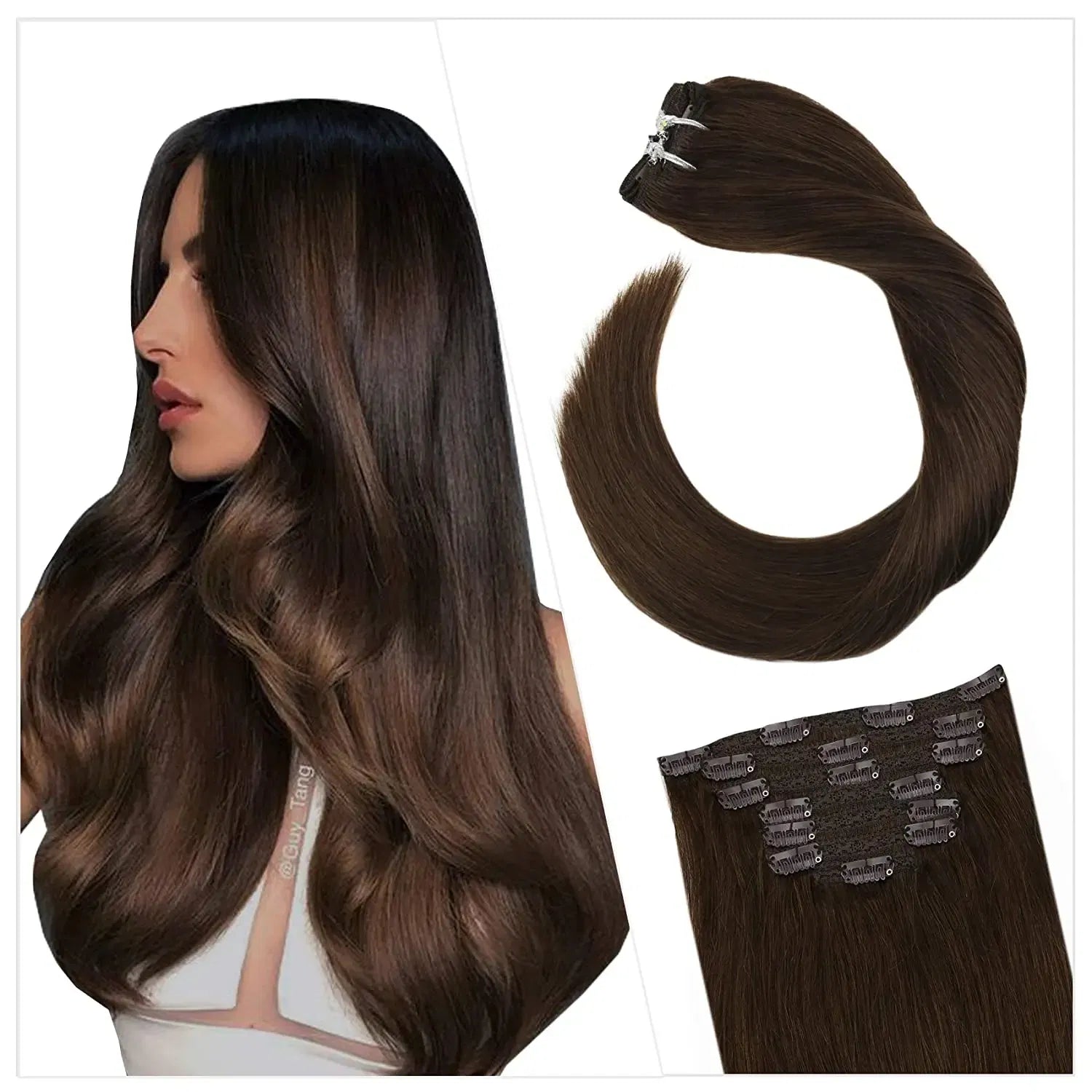 Color: Red, Length: 18 inches, Weight Per Package: 120g/Set - [16 Colors] Ugeat Clip in Hair Extensions Human Hair 14-22" Double Weft Remy Hair Full Head Clip in Extensions for Woman 7Pcs Taven