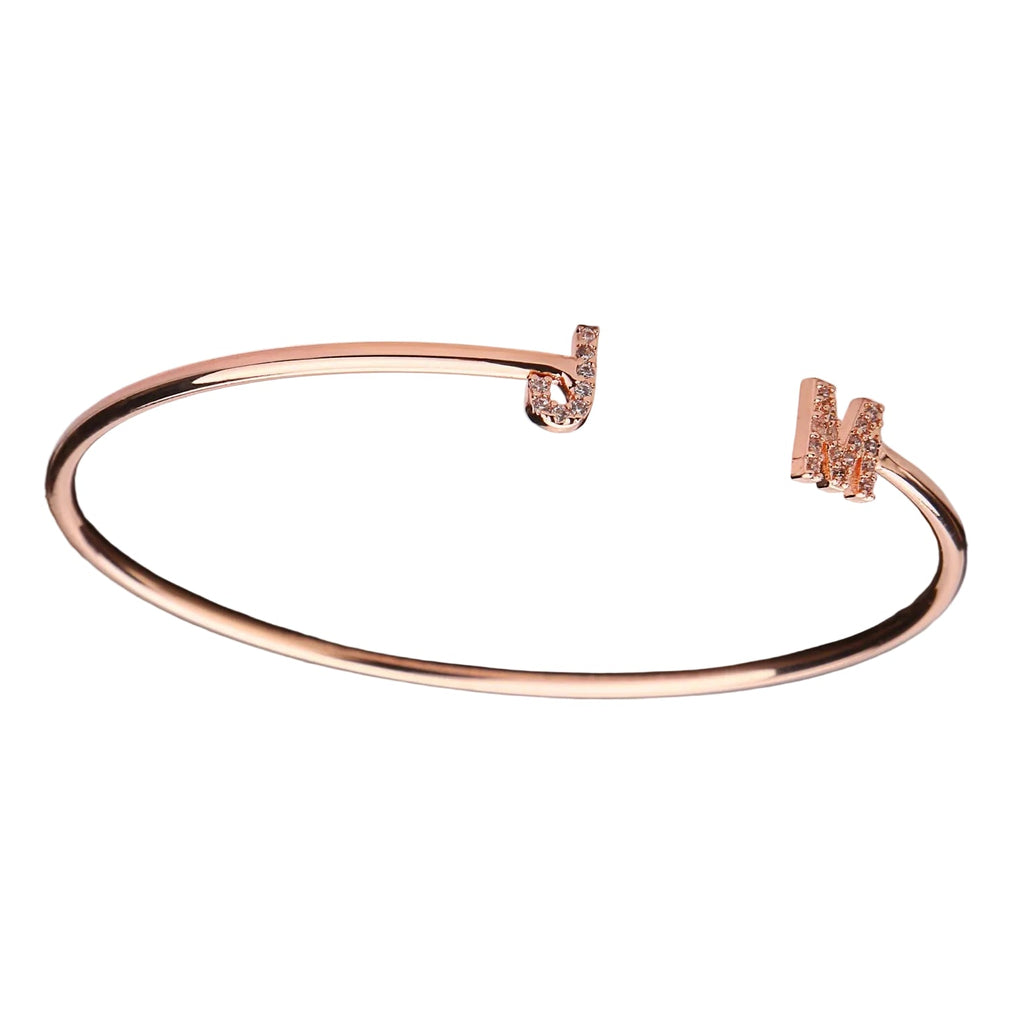 DOREMI Custom Letter Bracelet Baby bangle Zirconia Pave Setting Initial bracelet Child & Adult size for  Unique Cuff Jewelry TAVEN System LLC