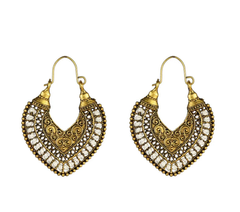 New Trending Products 2023 Cross Border Earrings  Clan Style Earrings Jewelry Heart Retro Bohemian Hollow Carved Earrings TAVEN System LLC