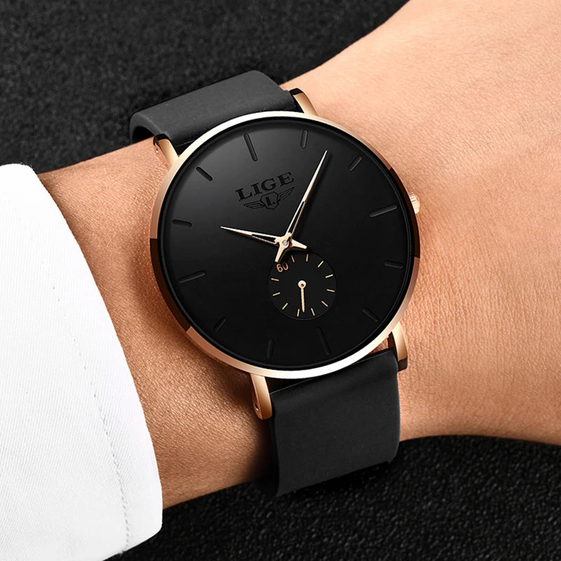 LIGE New Fashion Mens Watches Top Brand Luxury Sport Waterproof Simple Ultra-Thin Watches Men Quartz Clock Relogio Masculino+Box - TAVEN System LLC