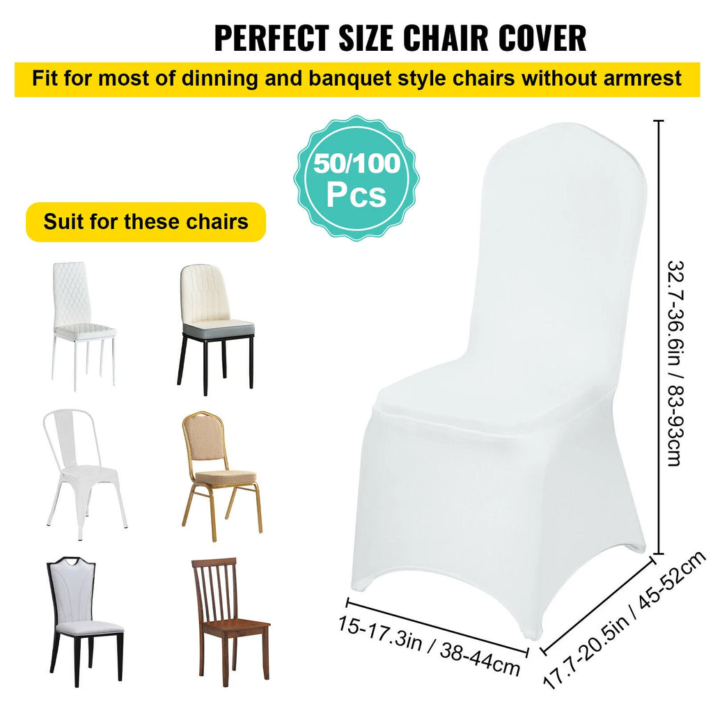 SucceBuy12/30/50/100Pcs Wedding Chair Cover Spandex Stretch Slipcover for Restaurant Banquet Hotel Dining Party White Cover TAVEN System LLC