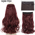 Color: T1B/Red, Stretched Length: 32inches, Ships From: CHINA - Synthetic Natural Wavy No Clip Fish Line Invisible Hair Extensions Mixed Color Blonde Black Artificial False Hair Piece ForWomen Taven