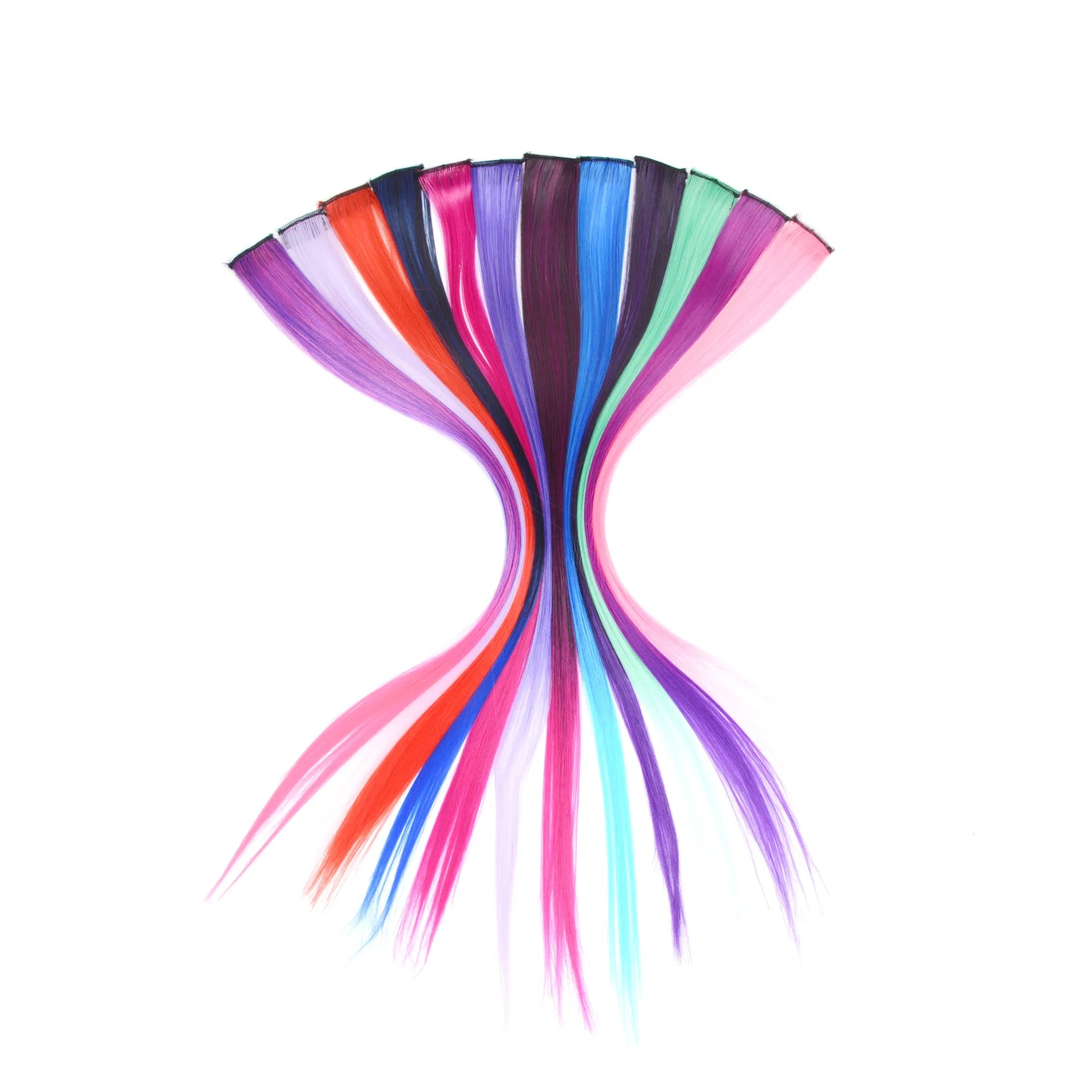 Color: #1, Stretched Length: 22inches - Synthetic Clip-in Hair Extensions 22" Long Colorful Straight Hair Pieces Synthetic Hairpieces for Daily Festival Party Taven