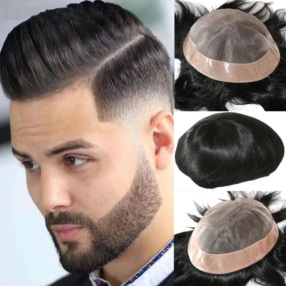 Toupee Color: 60R#, Toupee Density: 130%, Length: 6 inches, Toupee Size: 6x8, Toupee Design: free - 20MM Curly Brown Black Super Durable Mono Lace&Pu Mens Toupee Wig Human Hair 15mm Capillary Prosthesi Weave Replacement For Male Taven