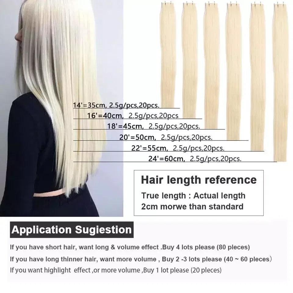 Color: P6W/8W, Items per Package: 40 pcs, Length: 24 Inches, Life Span: 12 months - [Last 12 Months] Ugeat Tape in Hair Extensions Virgin Human Hair 10A Grade Tape in Extensions  Human Hair Taven