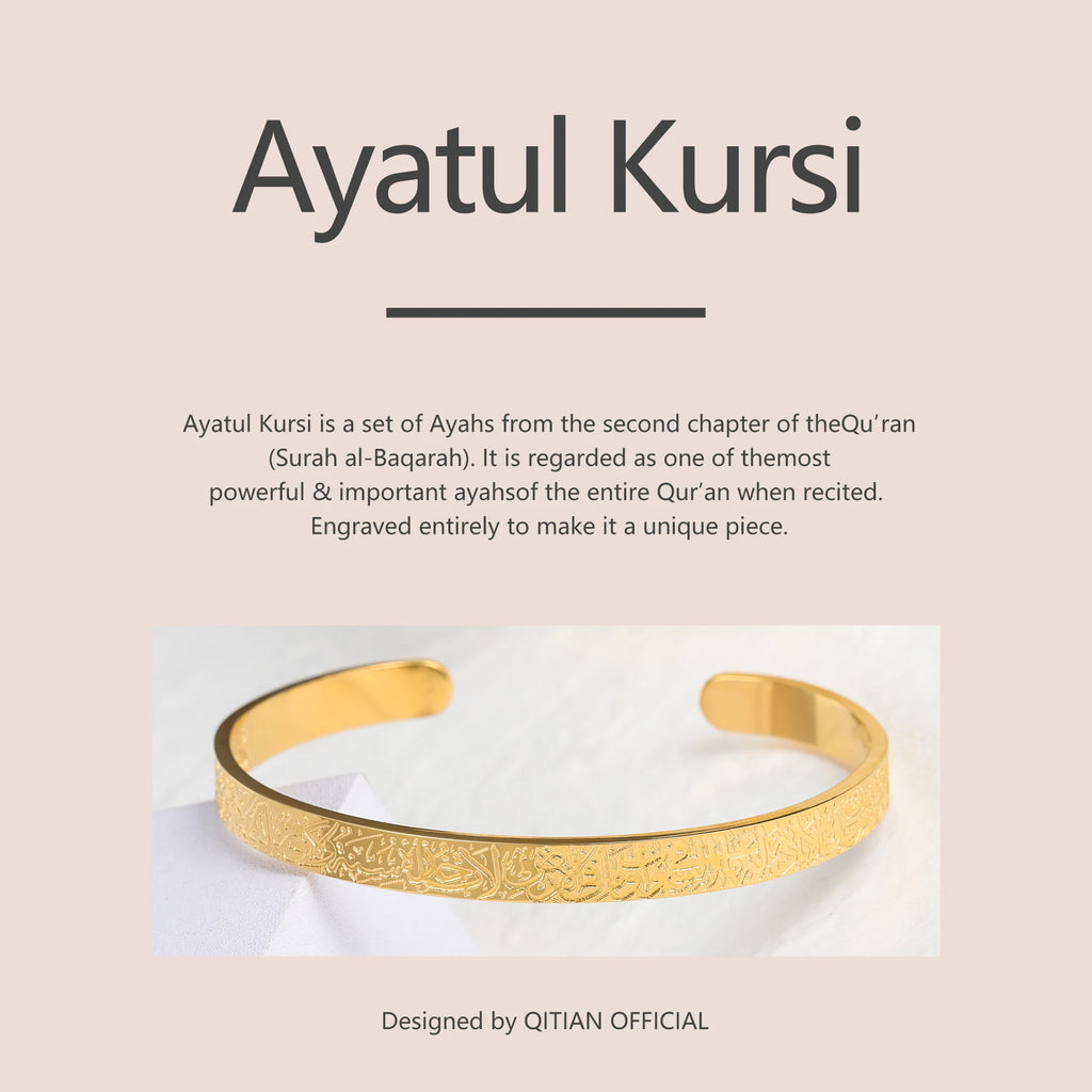 AYATUL KURSI Cuff Bangles Women Gold Stainless Steel Jewelry Personalized Bracelet Islamic Calligraphy Arabic God Messager Gifts TAVEN System LLC
