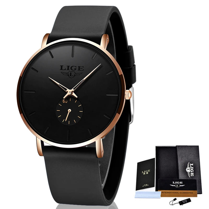 LIGE New Fashion Mens Watches Top Brand Luxury Sport Waterproof Simple Ultra-Thin Watches Men Quartz Clock Relogio Masculino+Box - TAVEN System LLC