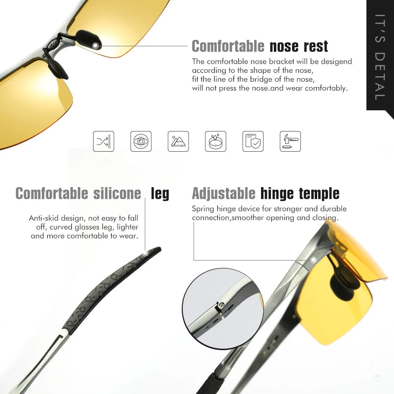 Top Anti-glare Day Night Vision Glasses For Driving Men Polarized Sunglasses Photochromic Driver Goggles Glasses zonnebril heren TAVEN System LLC