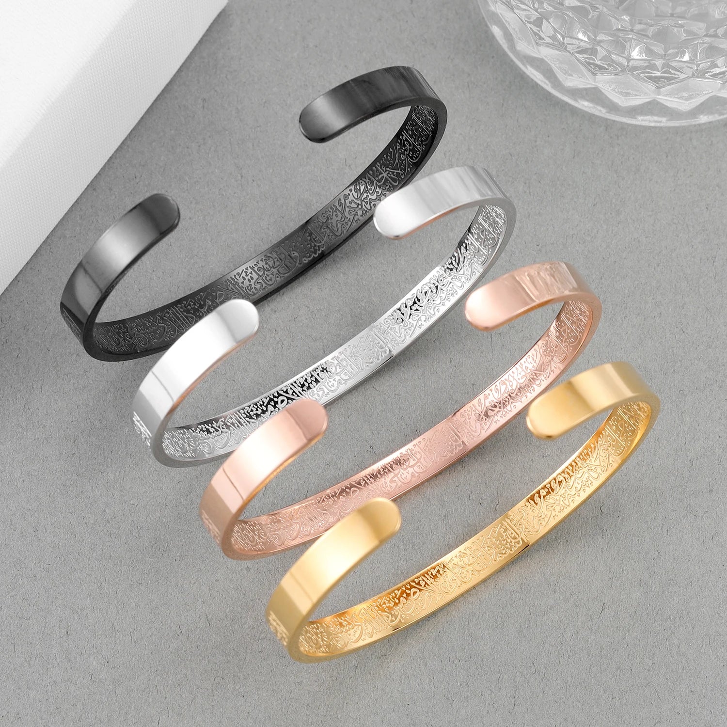 AYATUL KURSI Cuff Bangles Women Gold Stainless Steel Jewelry Personalized Bracelet Islamic Calligraphy Arabic God Messager Gifts TAVEN System LLC