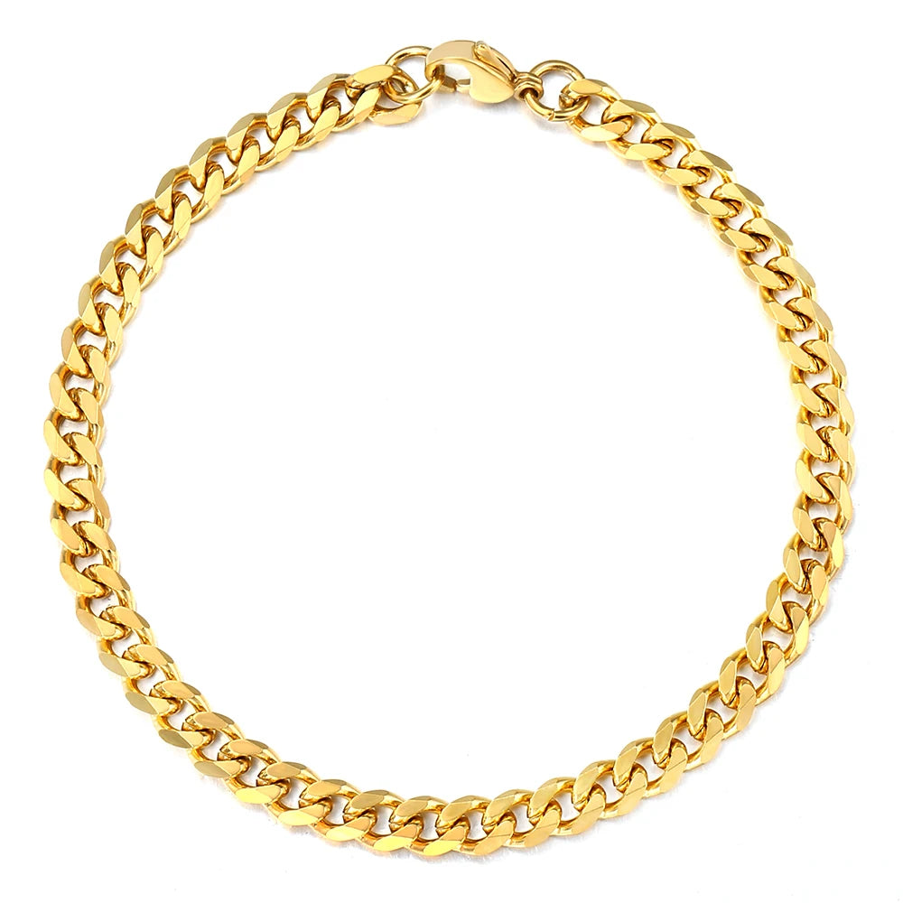 3-11MM Gold Color Stainless Steel Bracelets For Men Women Unisex Curb Cuban Link Chain Simple Wrist Jewelry Gifts TAVEN System LLC