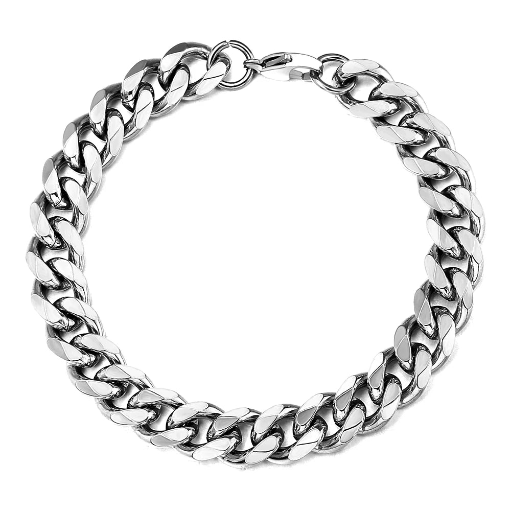 3-11MM Gold Color Stainless Steel Bracelets For Men Women Unisex Curb Cuban Link Chain Simple Wrist Jewelry Gifts TAVEN System LLC