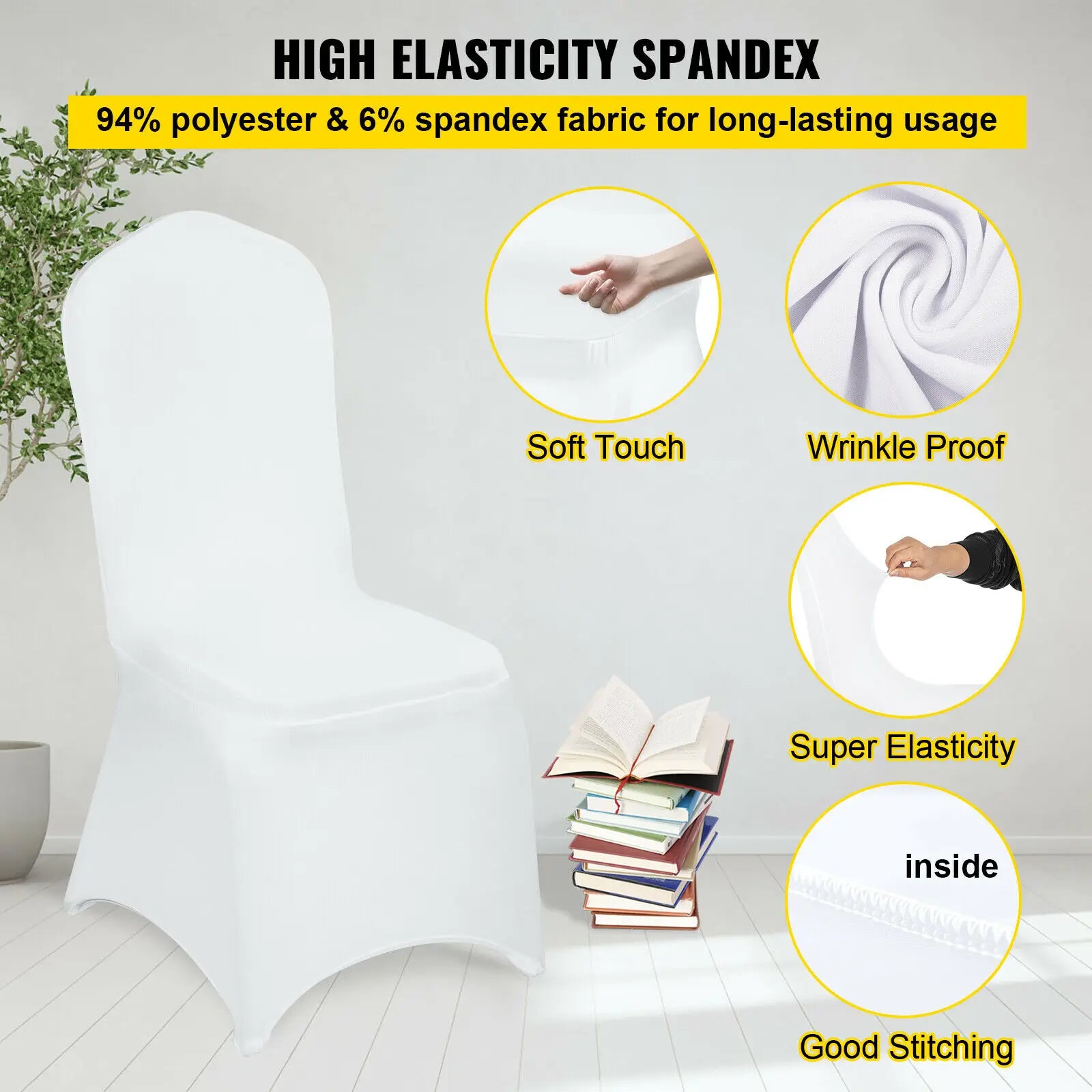 SucceBuy12/30/50/100Pcs Wedding Chair Cover Spandex Stretch Slipcover for Restaurant Banquet Hotel Dining Party White Cover TAVEN System LLC