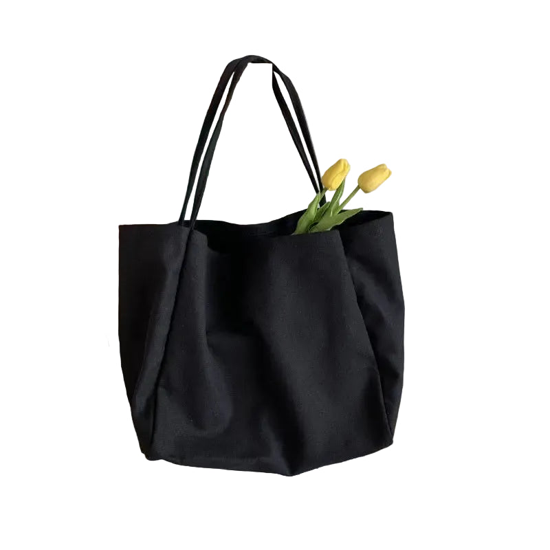 Women Canvas Large Tote Bag Solid Color Shoulder Shopping Handbag TAVEN System LLC