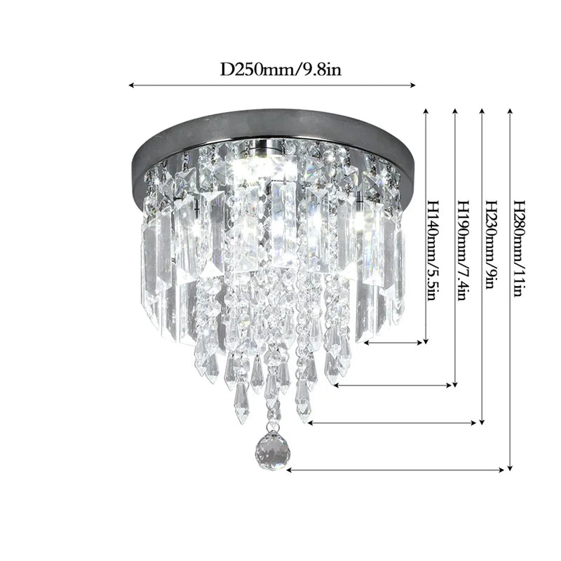 Square Crystal Led Ceiling Lamp Modern Chandelier Indoor Lighting Aisle Corridor Surface Mounted Fixture Home Hotel Loby Decor TAVEN System LLC
