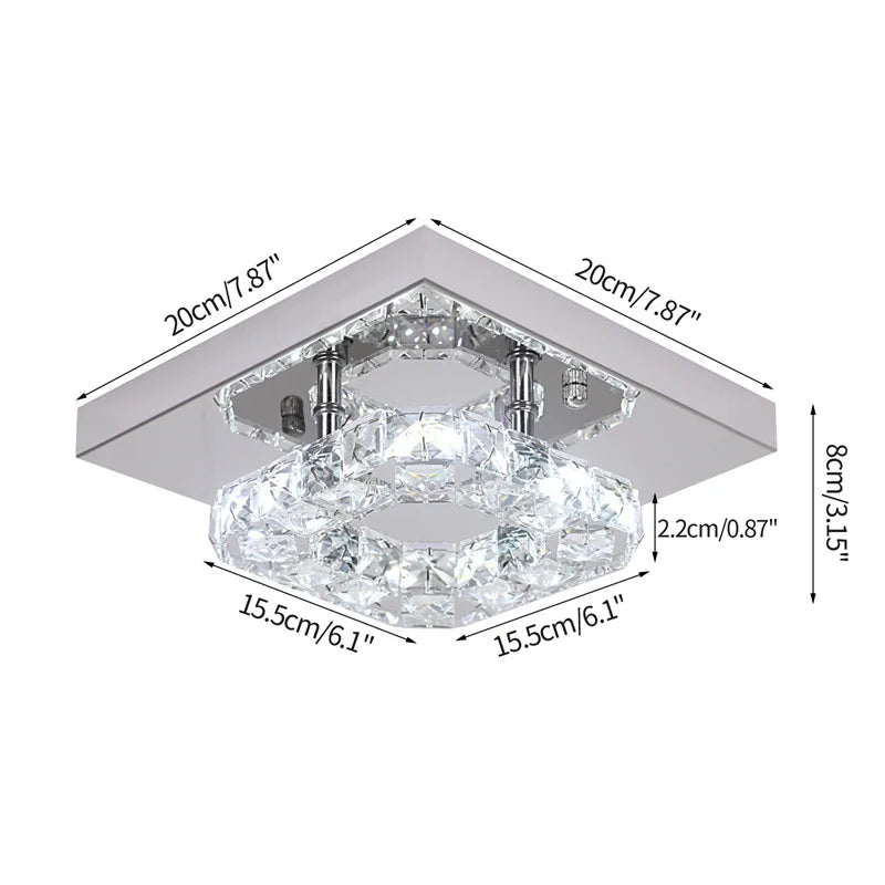 Square Crystal Led Ceiling Lamp Modern Chandelier Indoor Lighting Aisle Corridor Surface Mounted Fixture Home Hotel Loby Decor TAVEN System LLC