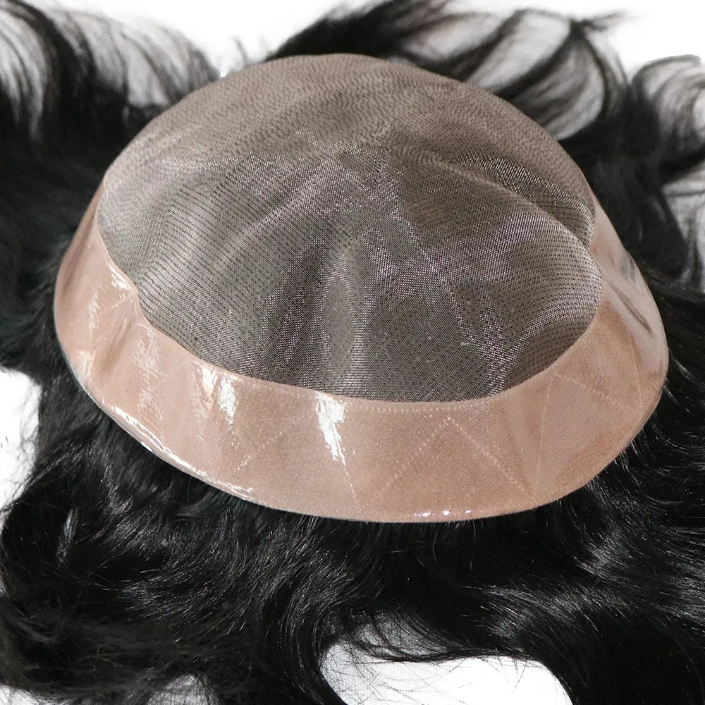 Toupee Color: 60R#, Toupee Density: 130%, Length: 6 inches, Toupee Size: 6x8, Toupee Design: free - 20MM Curly Brown Black Super Durable Mono Lace&Pu Mens Toupee Wig Human Hair 15mm Capillary Prosthesi Weave Replacement For Male Taven