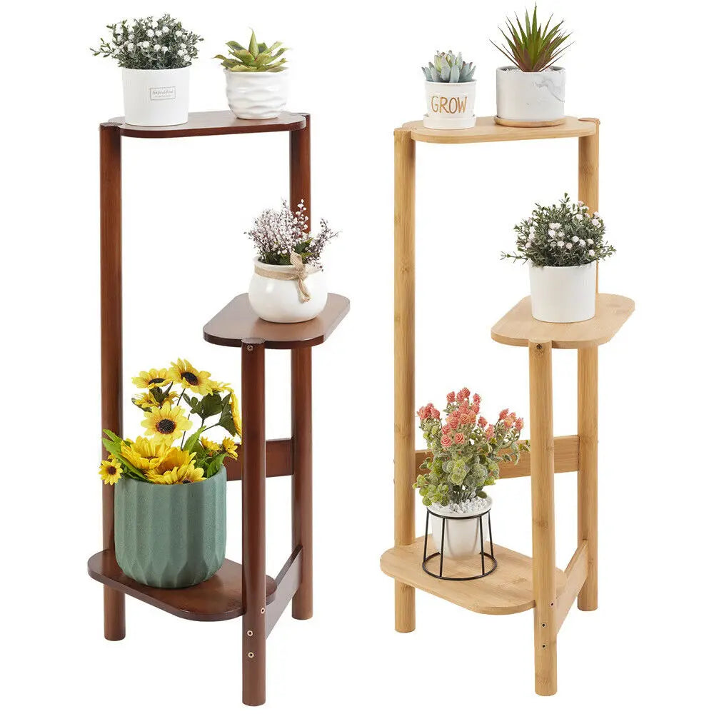 Bamboo plant stand corner shelf for indoor flower pots