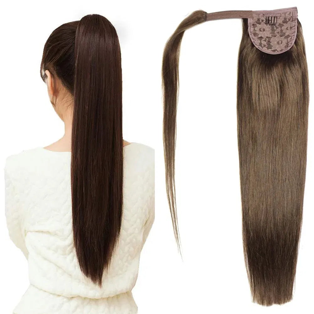 Color: #10, Life Span: 6 Months With Proper Care, Stretched Length: 24inches, Longest Hair Proportion: 35%-45% - ZZHAIR 100% Human Hair Extensions 16"-28" Machine Made Remy Magic Wrap Around Ponytail 60g-120g Clip In Horsetail Stragiht Taven