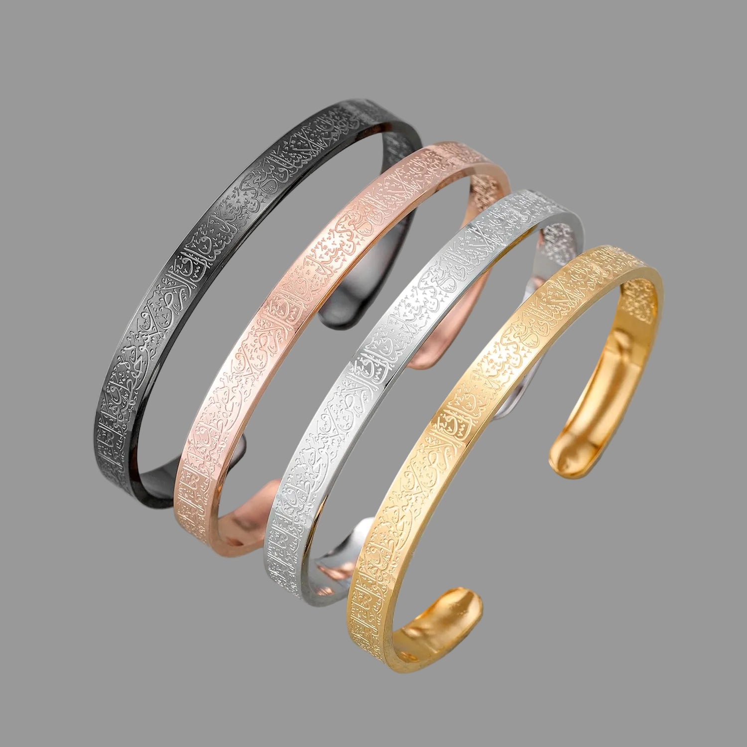 AYATUL KURSI Cuff Bangles Women Gold Stainless Steel Jewelry Personalized Bracelet Islamic Calligraphy Arabic God Messager Gifts TAVEN System LLC
