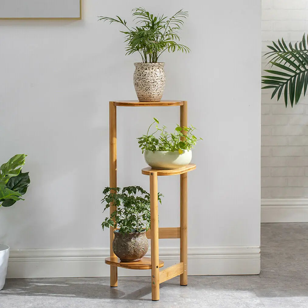 Bamboo plant stand corner shelf for indoor flower pots 