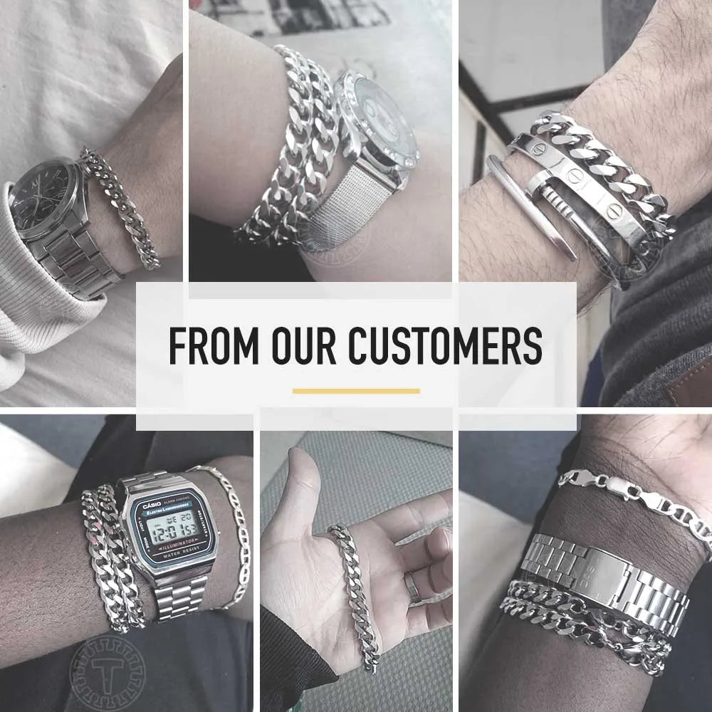 3-11mm Men's Bracelets Stainless Steel Curb Cuban Link Chain Black Gold Color Silver Color Bracelet For Women Jewelry KBM03 TAVEN System LLC