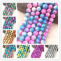 Color: Pale pinkish gray, Item Diameter: 7mm - Wholesale 4/6/8/10mm Glass Beads Round Loose Spacer Beads Pattern For Jewelry Making DIY Bracelet Necklace Taven