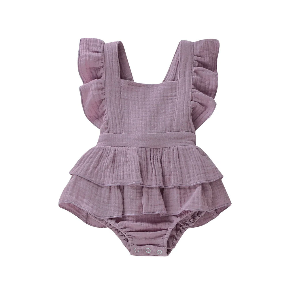 Baby Girl Ruffle Cotton Sleeveless Summer Romper Sunsuit Outfit